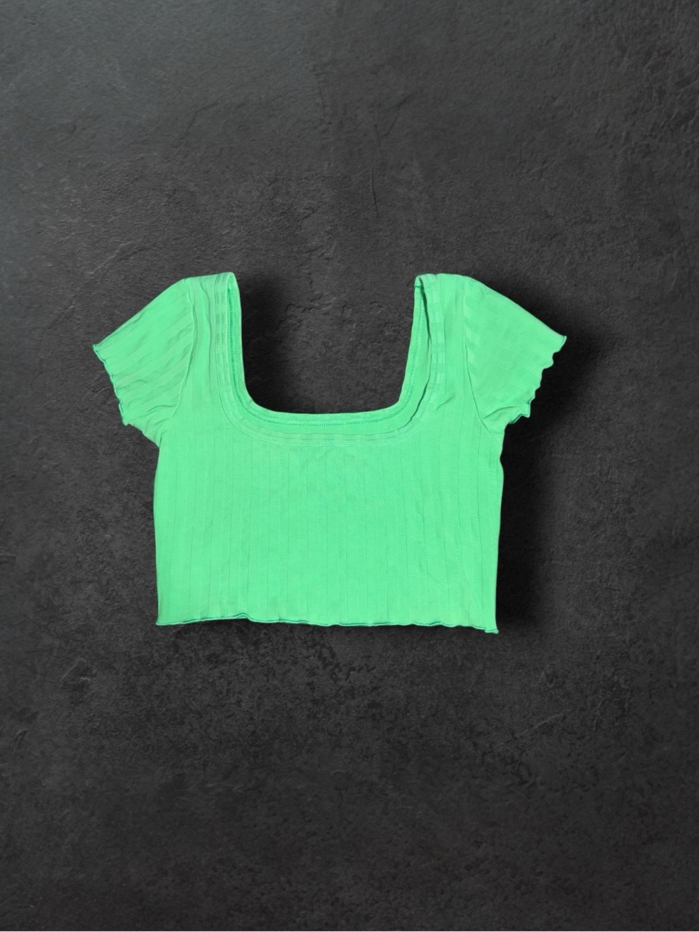 aerie Bright Green Square Neck Ribbed Crop Top